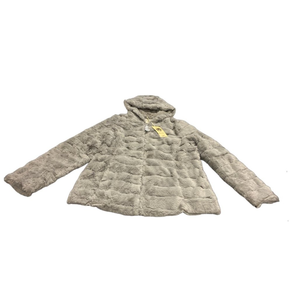 Geschallino Women's Faux Fur Jacket with 2 Pockets, Warm Fluffy Outwear Coat